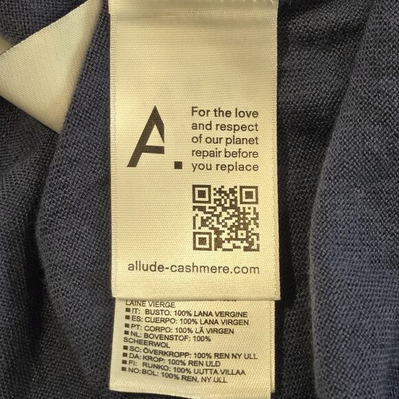 ALLUDE Blue 100% Virgin Wool Deep V-Neck Oversized Slouchy Classic Sweater, XS - Picture 6 of 9